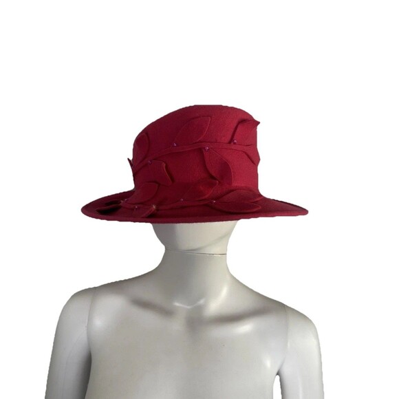 Vintage Betmar Demure Wool Beaded Pink Brim Hat main image 9